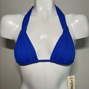 L*Space By Monica Wise Blue 🌊 Swimsuit Bikini Top Triangle Size Large